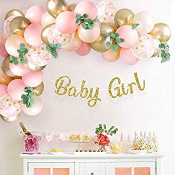 Pink Garland Balloon Jointed Foil BABY SHOWER GIRL BANNERS Giant Luxury